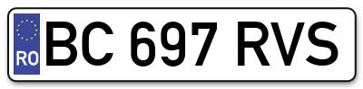 Placuta inmatriculare numar auto  BC-697-RVS, BC 697 RVS, BC697RVS