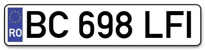 Placuta inmatriculare numar auto  BC-698-LFI, BC 698 LFI, BC698LFI
