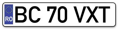 Placuta inmatriculare numar auto  BC-70-VXT, BC 70 VXT, BC70VXT