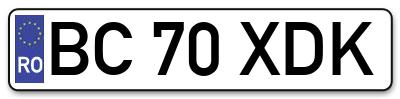 Placuta inmatriculare numar auto  BC-70-XDK, BC 70 XDK, BC70XDK