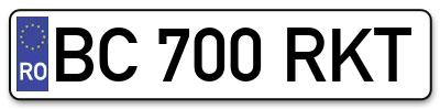 Placuta inmatriculare numar auto  BC-700-RKT, BC 700 RKT, BC700RKT