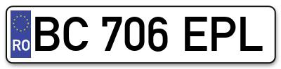 Placuta inmatriculare numar auto  BC-706-EPL, BC 706 EPL, BC706EPL