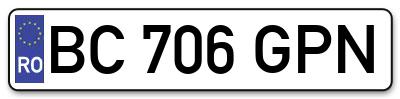 Placuta inmatriculare numar auto  BC-706-GPN, BC 706 GPN, BC706GPN