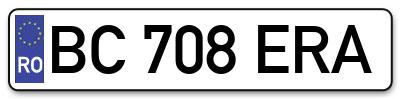 Placuta inmatriculare numar auto  BC-708-ERA, BC 708 ERA, BC708ERA