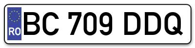 Placuta inmatriculare numar auto  BC-709-DDQ, BC 709 DDQ, BC709DDQ