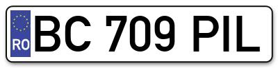 Placuta inmatriculare numar auto  BC-709-PIL, BC 709 PIL, BC709PIL