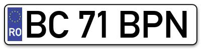Placuta inmatriculare numar auto  BC-71-BPN, BC 71 BPN, BC71BPN