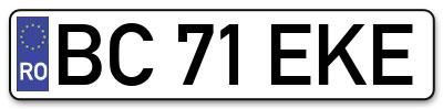 Placuta inmatriculare numar auto  BC-71-EKE, BC 71 EKE, BC71EKE