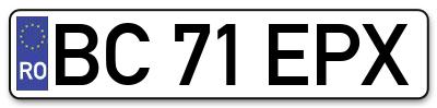 Placuta inmatriculare numar auto  BC-71-EPX, BC 71 EPX, BC71EPX