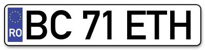 Placuta inmatriculare numar auto  BC-71-ETH, BC 71 ETH, BC71ETH