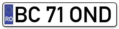 Placuta inmatriculare numar auto  BC-71-OND, BC 71 OND, BC71OND