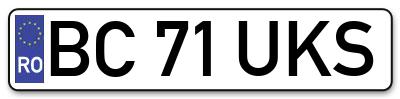Placuta inmatriculare numar auto  BC-71-UKS, BC 71 UKS, BC71UKS