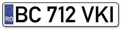 Placuta inmatriculare numar auto  BC-712-VKI, BC 712 VKI, BC712VKI