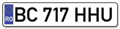 Placuta inmatriculare numar auto  BC-717-HHU, BC 717 HHU, BC717HHU