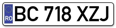 Placuta inmatriculare numar auto  BC-718-XZJ, BC 718 XZJ, BC718XZJ