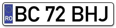 Placuta inmatriculare numar auto  BC-72-BHJ, BC 72 BHJ, BC72BHJ