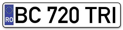 Placuta inmatriculare numar auto  BC-720-TRI, BC 720 TRI, BC720TRI