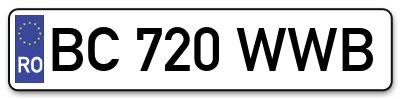 Placuta inmatriculare numar auto  BC-720-WWB, BC 720 WWB, BC720WWB