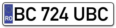 Placuta inmatriculare numar auto  BC-724-UBC, BC 724 UBC, BC724UBC