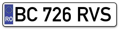 Placuta inmatriculare numar auto  BC-726-RVS, BC 726 RVS, BC726RVS