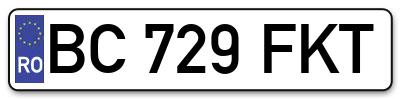 Placuta inmatriculare numar auto  BC-729-FKT, BC 729 FKT, BC729FKT