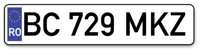 Placuta inmatriculare numar auto  BC-729-MKZ, BC 729 MKZ, BC729MKZ