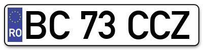 Placuta inmatriculare numar auto  BC-73-CCZ, BC 73 CCZ, BC73CCZ
