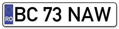 Placuta inmatriculare numar auto  BC-73-NAW, BC 73 NAW, BC73NAW
