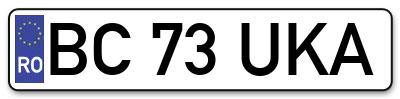 Placuta inmatriculare numar auto  BC-73-UKA, BC 73 UKA, BC73UKA