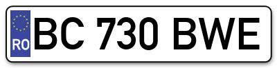 Placuta inmatriculare numar auto  BC-730-BWE, BC 730 BWE, BC730BWE