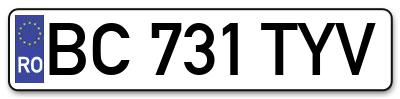 Placuta inmatriculare numar auto  BC-731-TYV, BC 731 TYV, BC731TYV