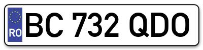 Placuta inmatriculare numar auto  BC-732-QDO, BC 732 QDO, BC732QDO