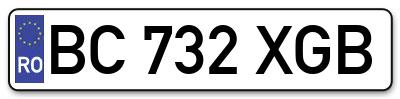 Placuta inmatriculare numar auto  BC-732-XGB, BC 732 XGB, BC732XGB
