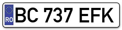Placuta inmatriculare numar auto  BC-737-EFK, BC 737 EFK, BC737EFK