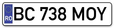 Placuta inmatriculare numar auto  BC-738-MOY, BC 738 MOY, BC738MOY