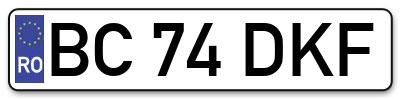Placuta inmatriculare numar auto  BC-74-DKF, BC 74 DKF, BC74DKF