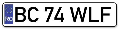 Placuta inmatriculare numar auto  BC-74-WLF, BC 74 WLF, BC74WLF