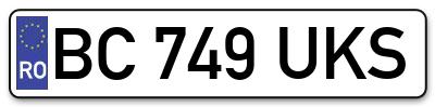 Placuta inmatriculare numar auto  BC-749-UKS, BC 749 UKS, BC749UKS