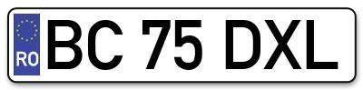 Placuta inmatriculare numar auto  BC-75-DXL, BC 75 DXL, BC75DXL