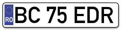 Placuta inmatriculare numar auto  BC-75-EDR, BC 75 EDR, BC75EDR