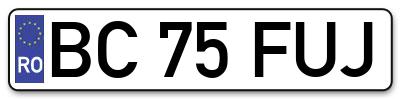 Placuta inmatriculare numar auto  BC-75-FUJ, BC 75 FUJ, BC75FUJ
