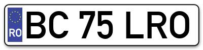 Placuta inmatriculare numar auto  BC-75-LRO, BC 75 LRO, BC75LRO