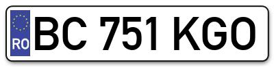 Placuta inmatriculare numar auto  BC-751-KGO, BC 751 KGO, BC751KGO