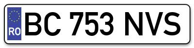Placuta inmatriculare numar auto  BC-753-NVS, BC 753 NVS, BC753NVS
