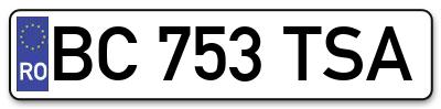 Placuta inmatriculare numar auto  BC-753-TSA, BC 753 TSA, BC753TSA