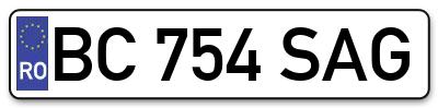 Placuta inmatriculare numar auto  BC-754-SAG, BC 754 SAG, BC754SAG