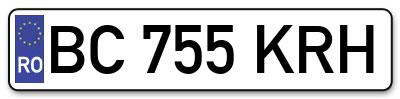 Placuta inmatriculare numar auto  BC-755-KRH, BC 755 KRH, BC755KRH