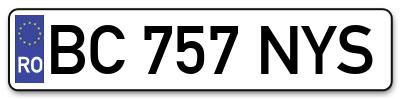 Placuta inmatriculare numar auto  BC-757-NYS, BC 757 NYS, BC757NYS