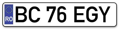 Placuta inmatriculare numar auto  BC-76-EGY, BC 76 EGY, BC76EGY