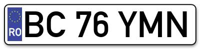 Placuta inmatriculare numar auto  BC-76-YMN, BC 76 YMN, BC76YMN